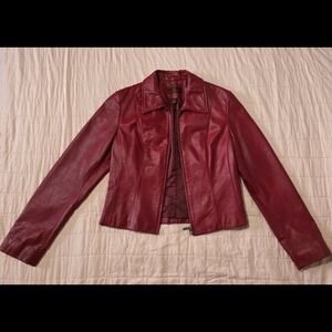 Danier Deep Red Leather Jacket